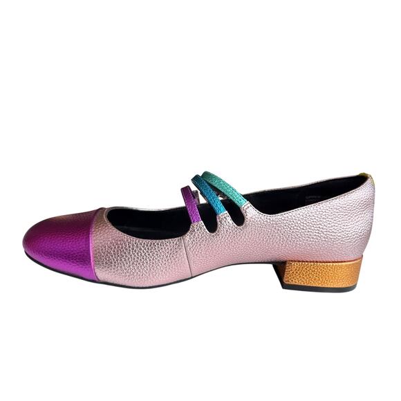 Kurt Geiger London Pierra Mary Janes in Metallic Color Block Size 40.5/ US 9.5 - Picture 6 of 8